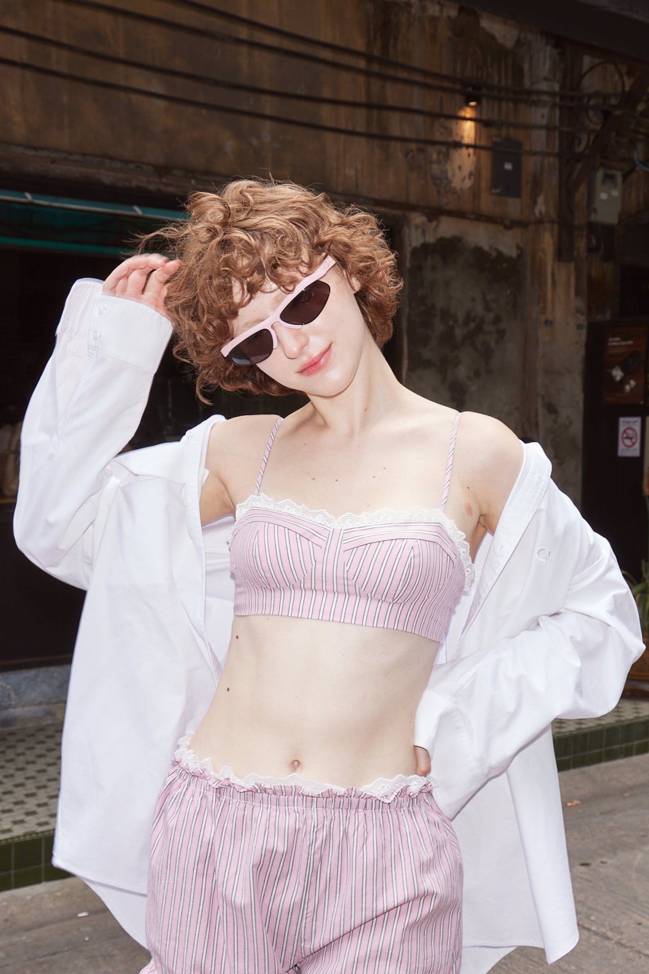 LACE TRIMMED BRA (PINK)