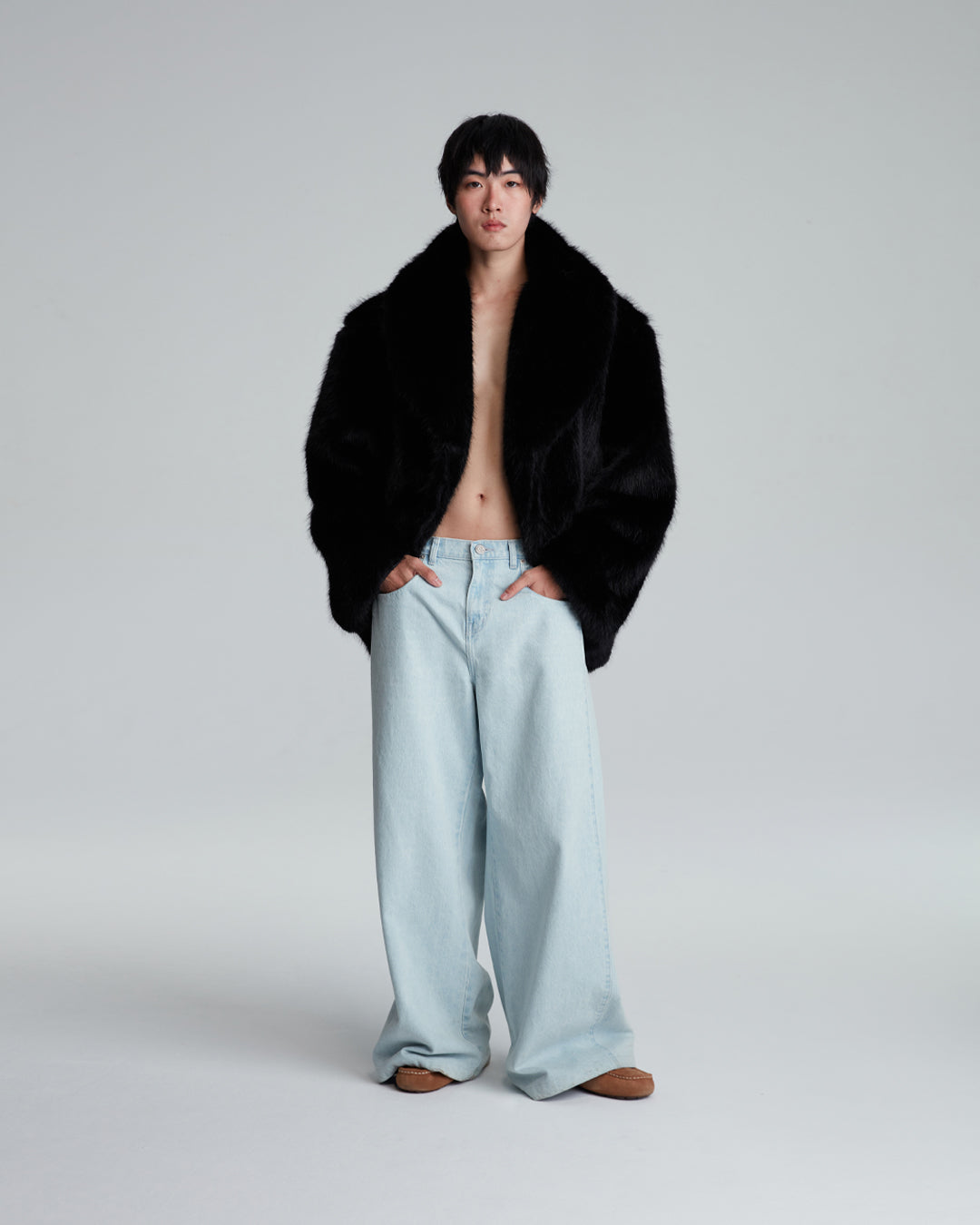 FAUX FUR OVERSIZED JACKET (BLACK)