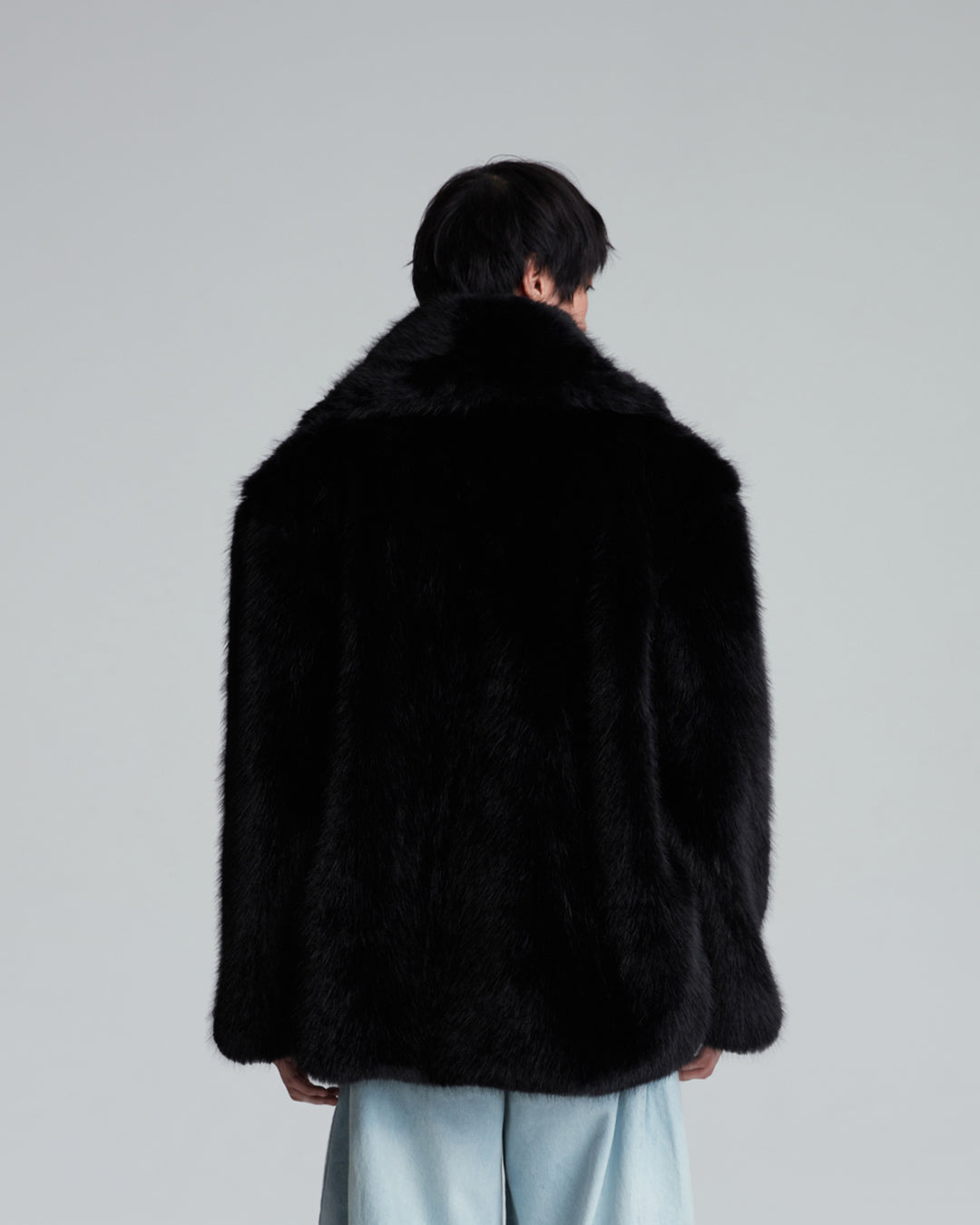 FAUX FUR OVERSIZED JACKET (BLACK)