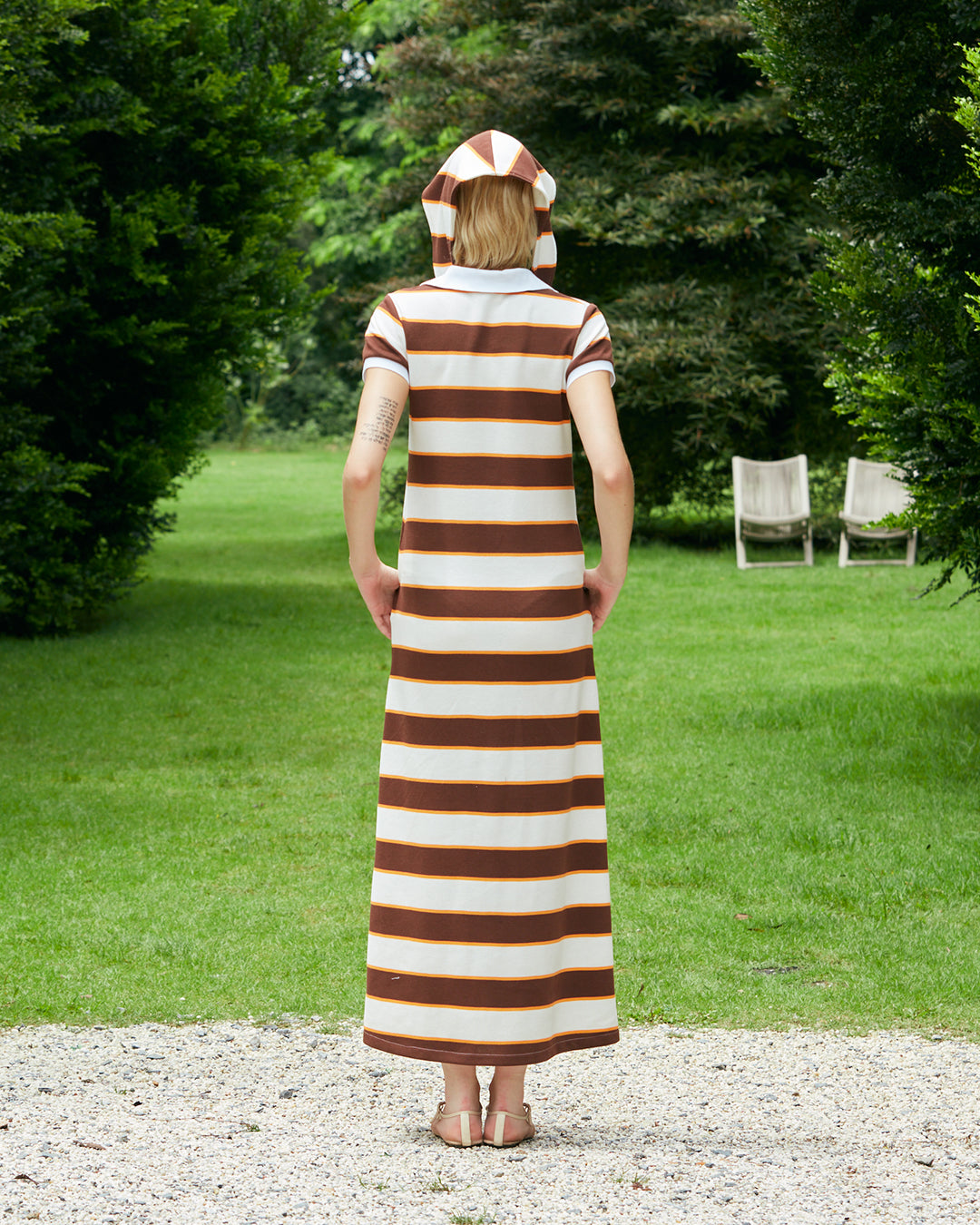 PIQUE SCARF (WHITE/BROWN)