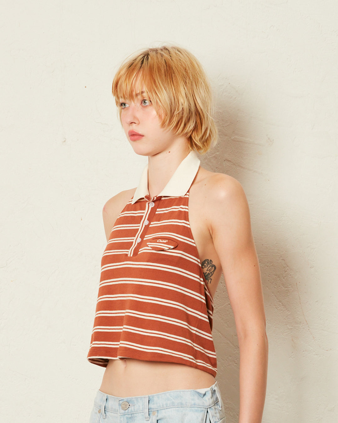 POLO HALTER TOP (BROWN)