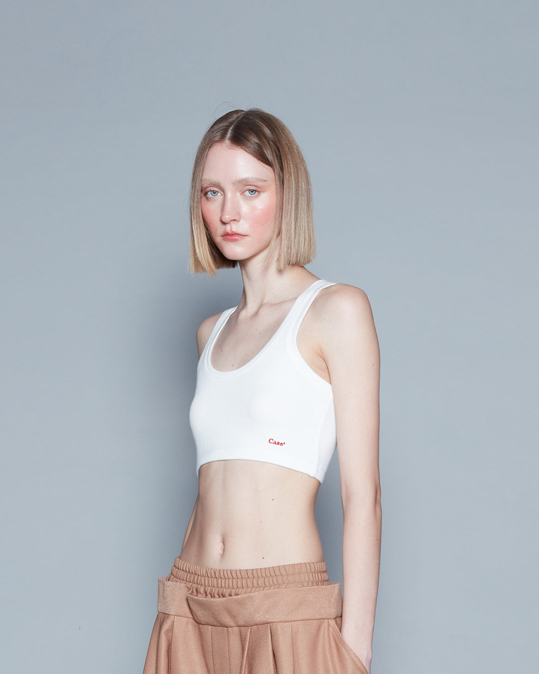 RIBBED BRA TOP (WHITE)