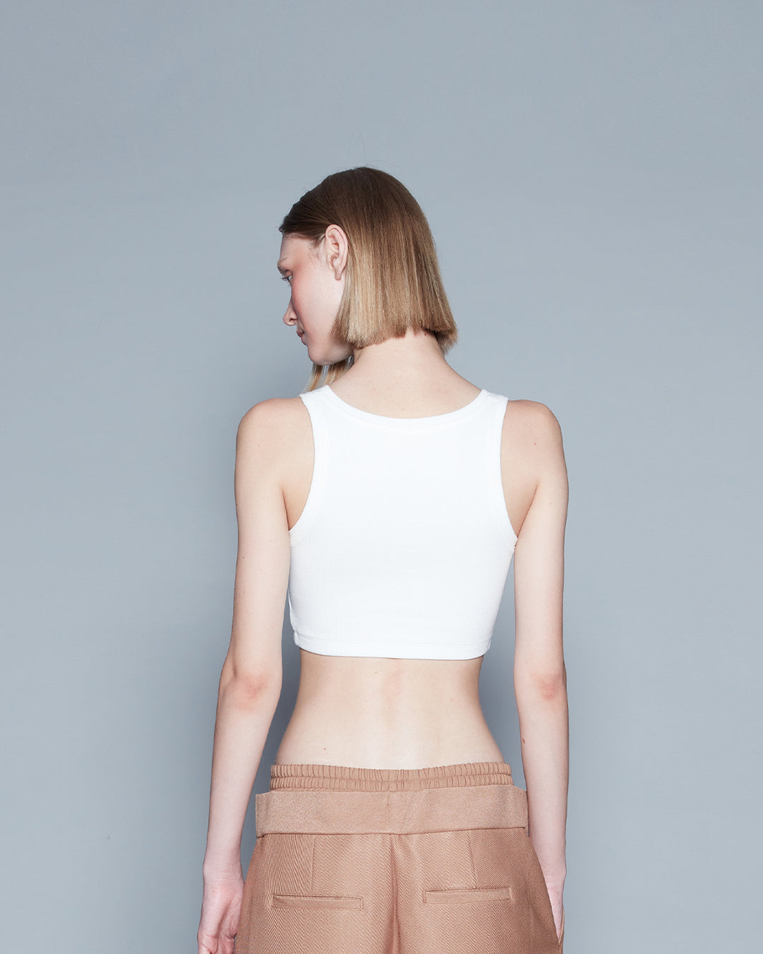 RIBBED BRA TOP (WHITE)