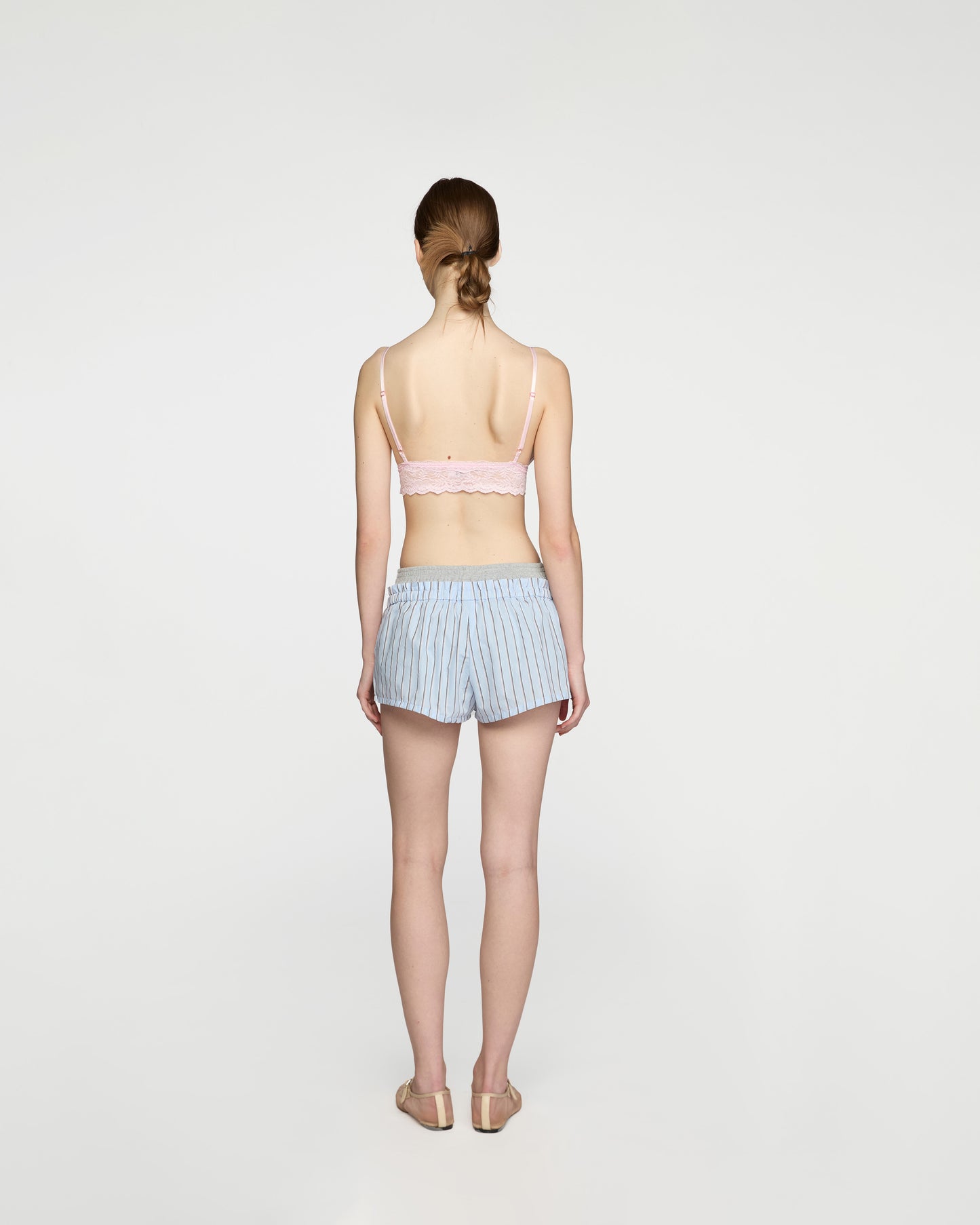 BABY BLUE RIBBED WAISTED SHORTS