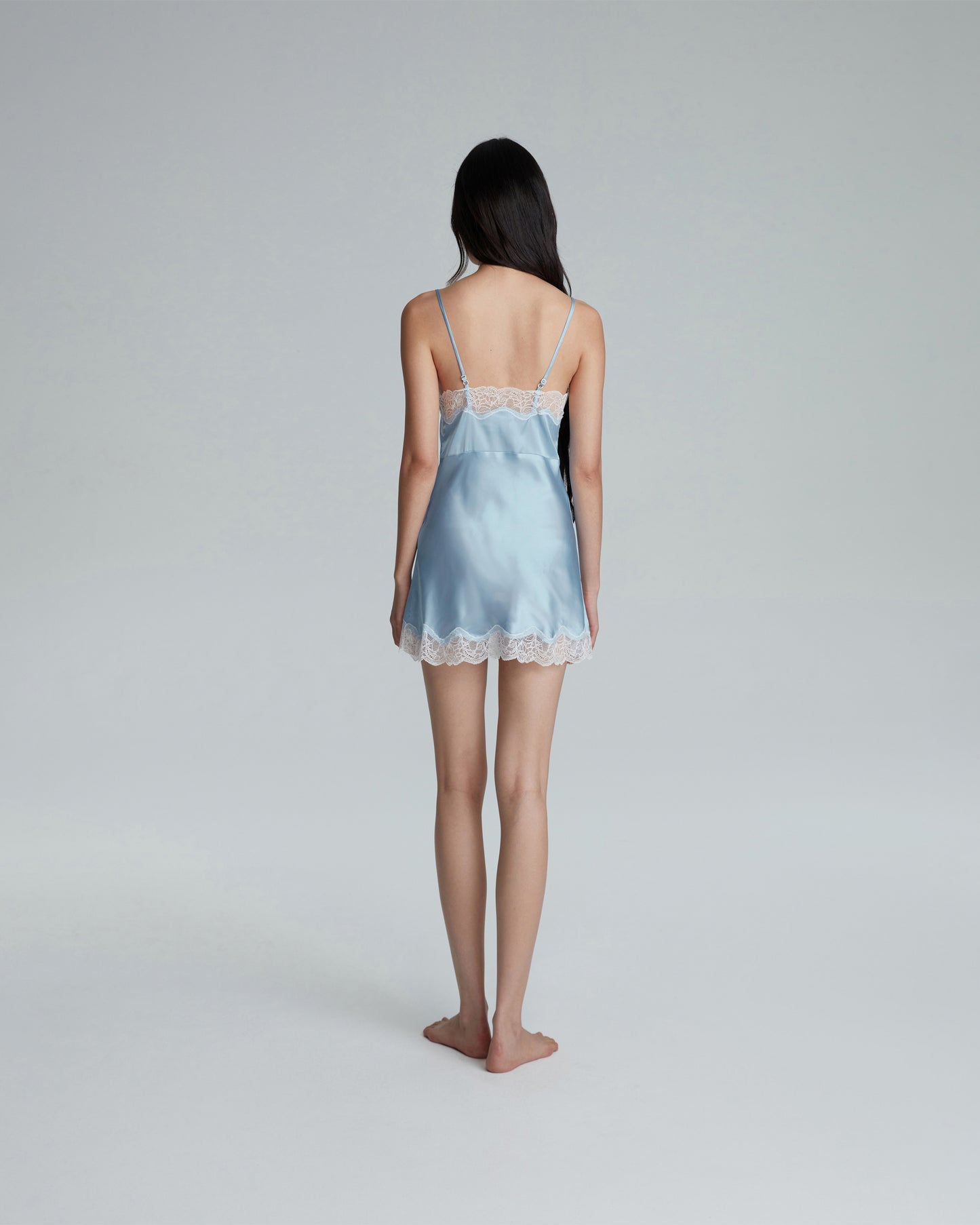 SATIN MINI DRESS (BLUE)