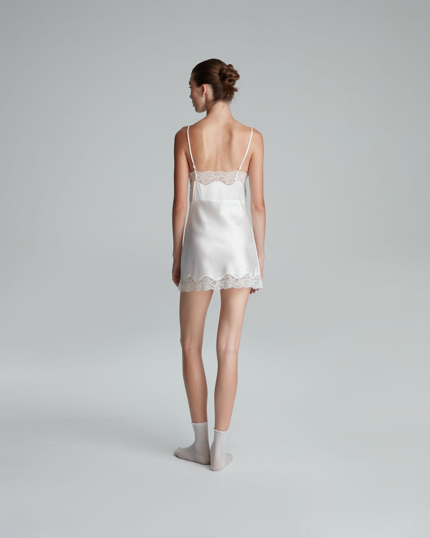 SATIN MINI DRESS (OFF WHITE)