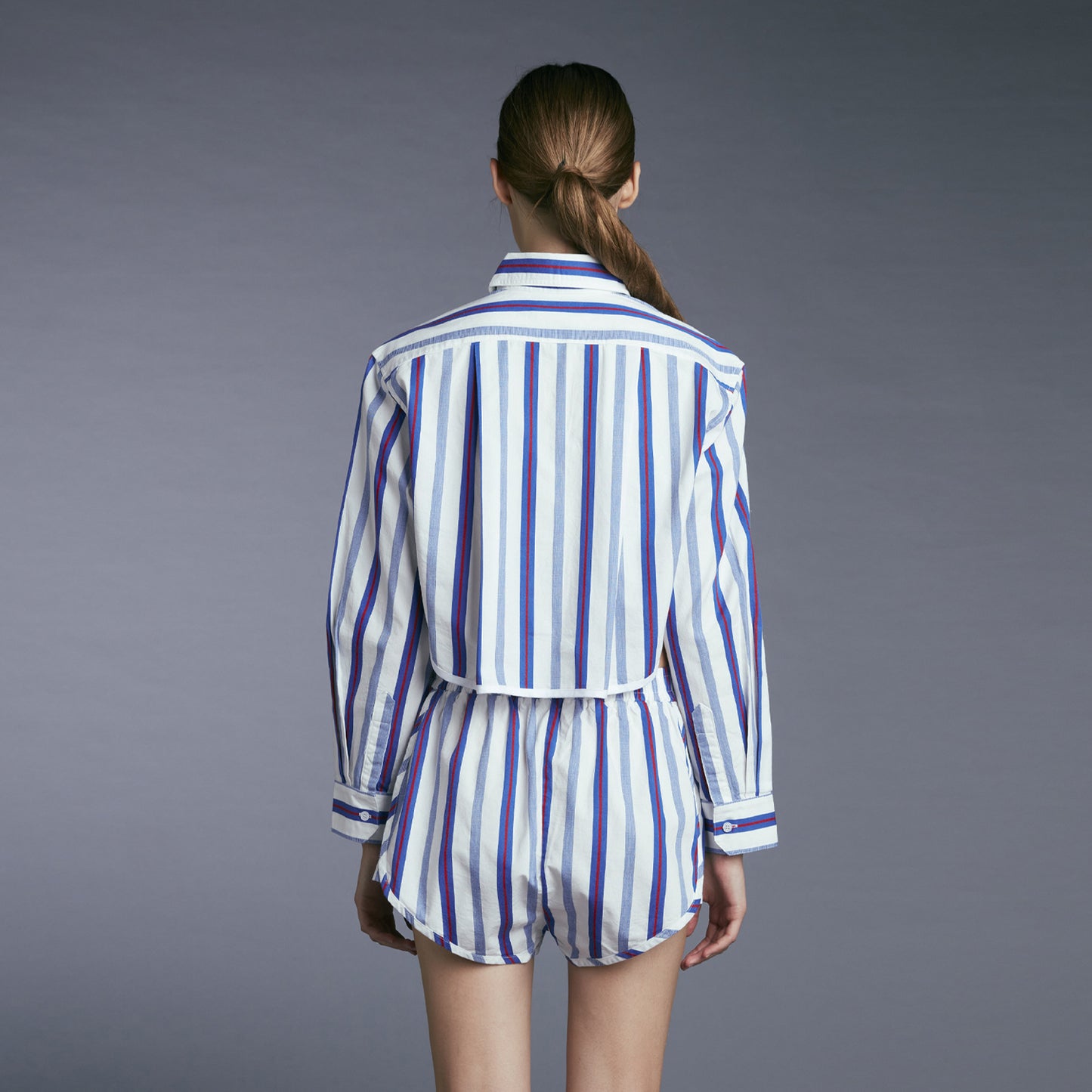 CROPPED PJ SHIRT NAVY/WHITE
