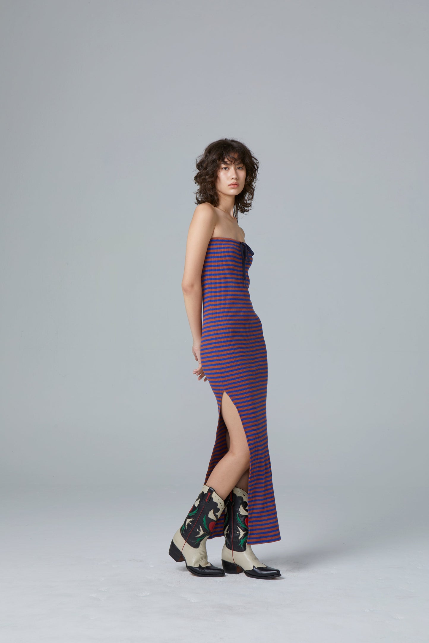 TUBE DRESS (BLUE-BROWN)