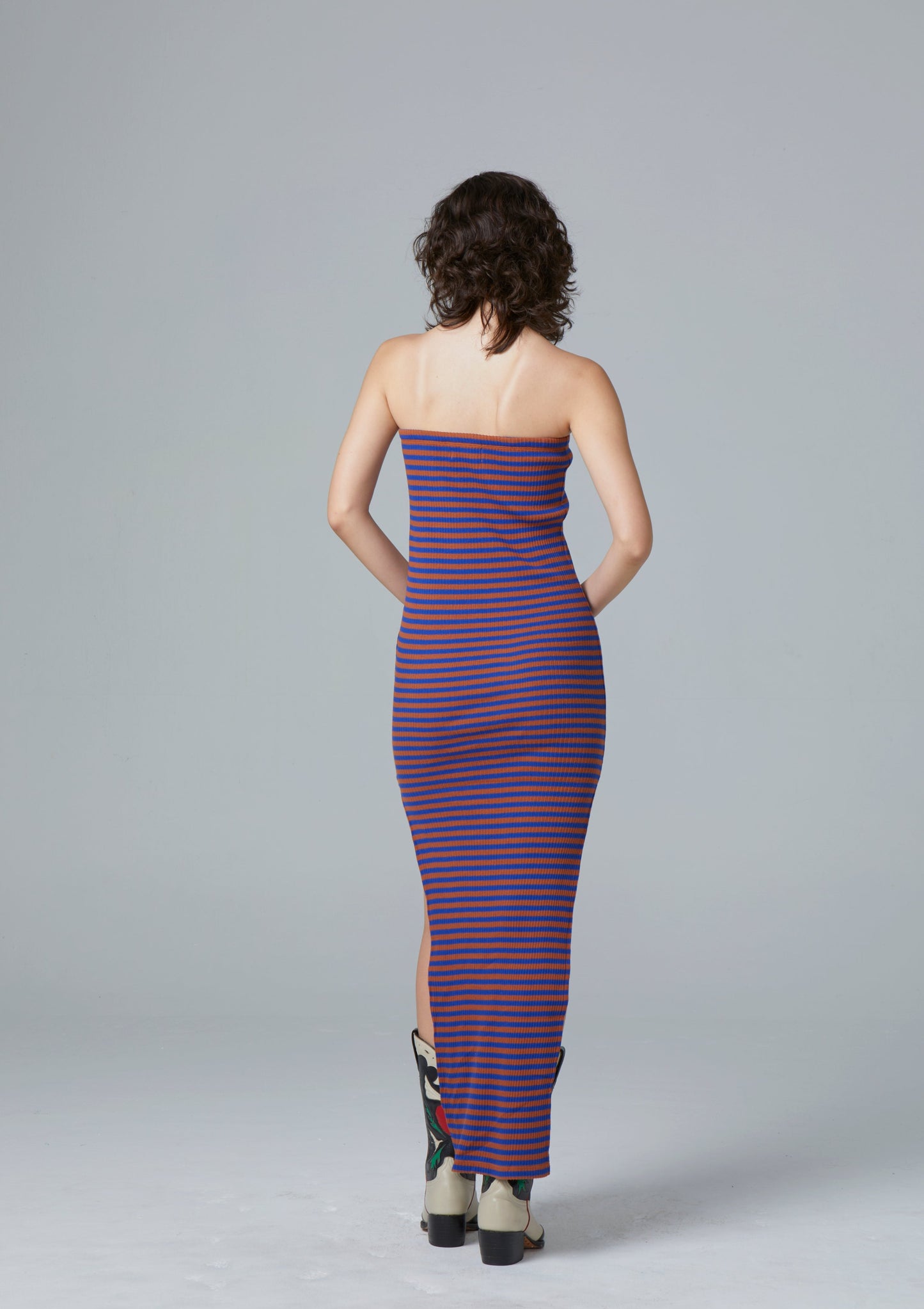 TUBE DRESS (BLUE-BROWN)