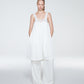 SATIN PANTS WITH RUFFLE HEM