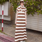 PIQUE SCARF (WHITE/BROWN)