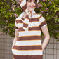 PIQUE SCARF (WHITE/BROWN)
