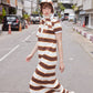 PIQUE SCARF (WHITE/BROWN)