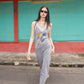 LACE TRIMMED DRESS (GREY BUNNY)