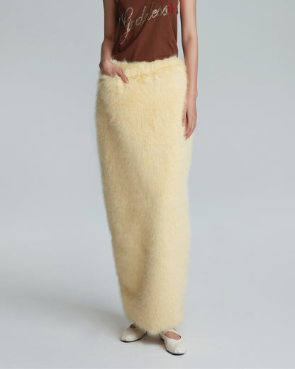 FAUX FUR MAXI SKIRT (YELLOW)