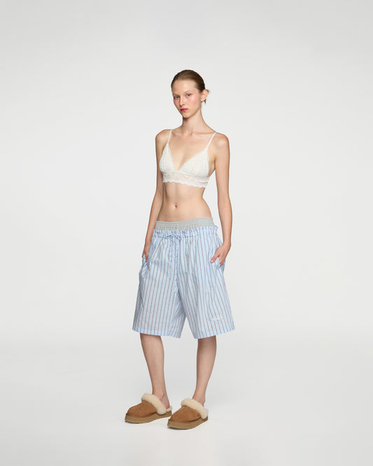 BABY BLUE RIBBED WAISTED BERMUDA SHORTS