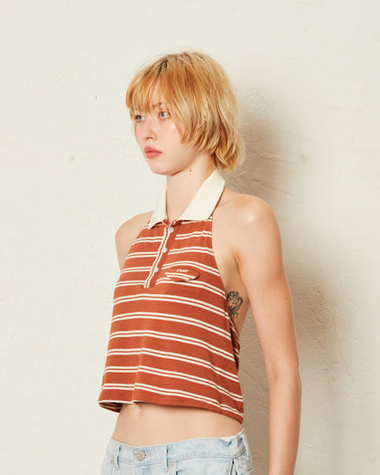 POLO HALTER TOP (BROWN)