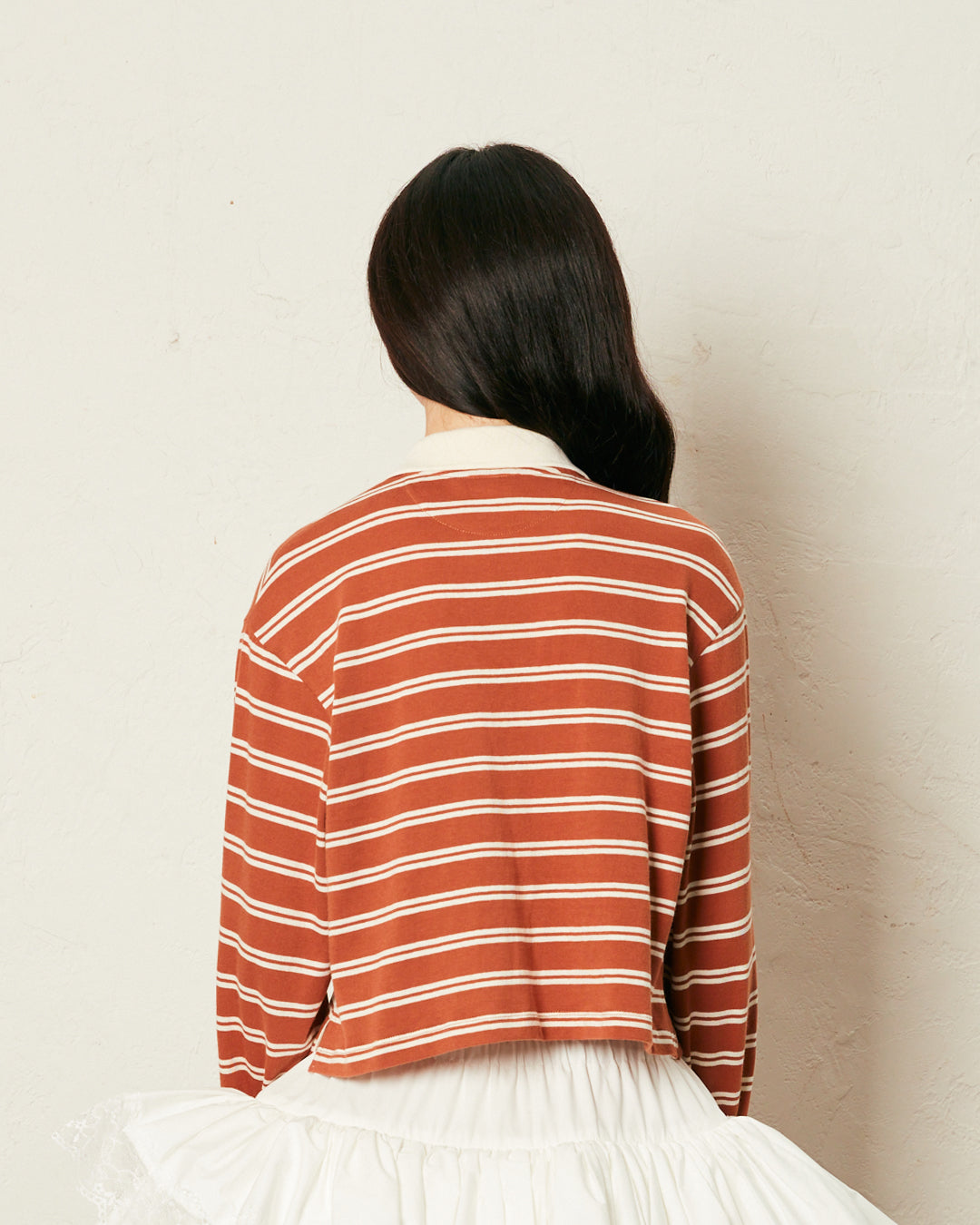POLO TOP (STRIPE BROWN)