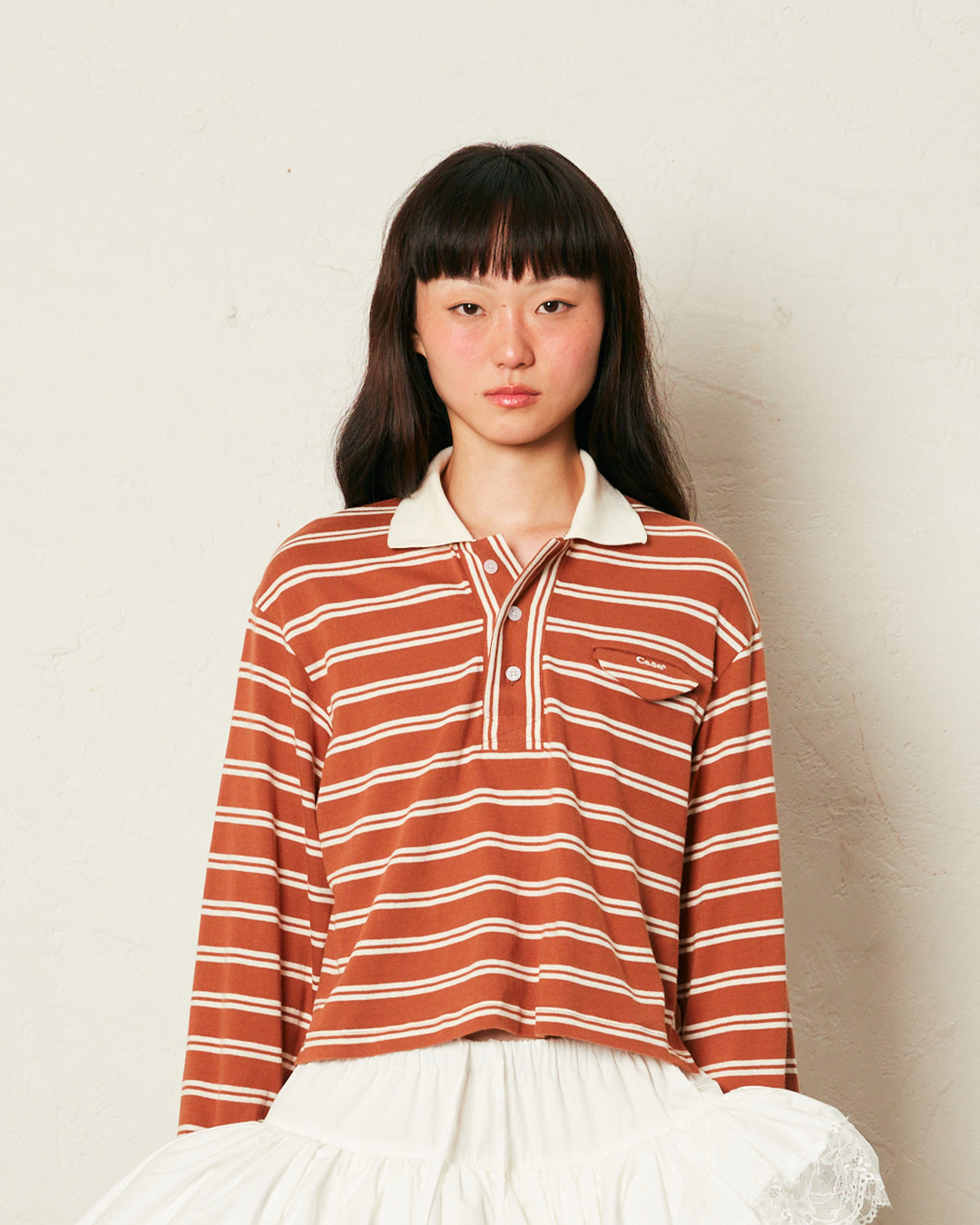 POLO TOP (STRIPE BROWN)