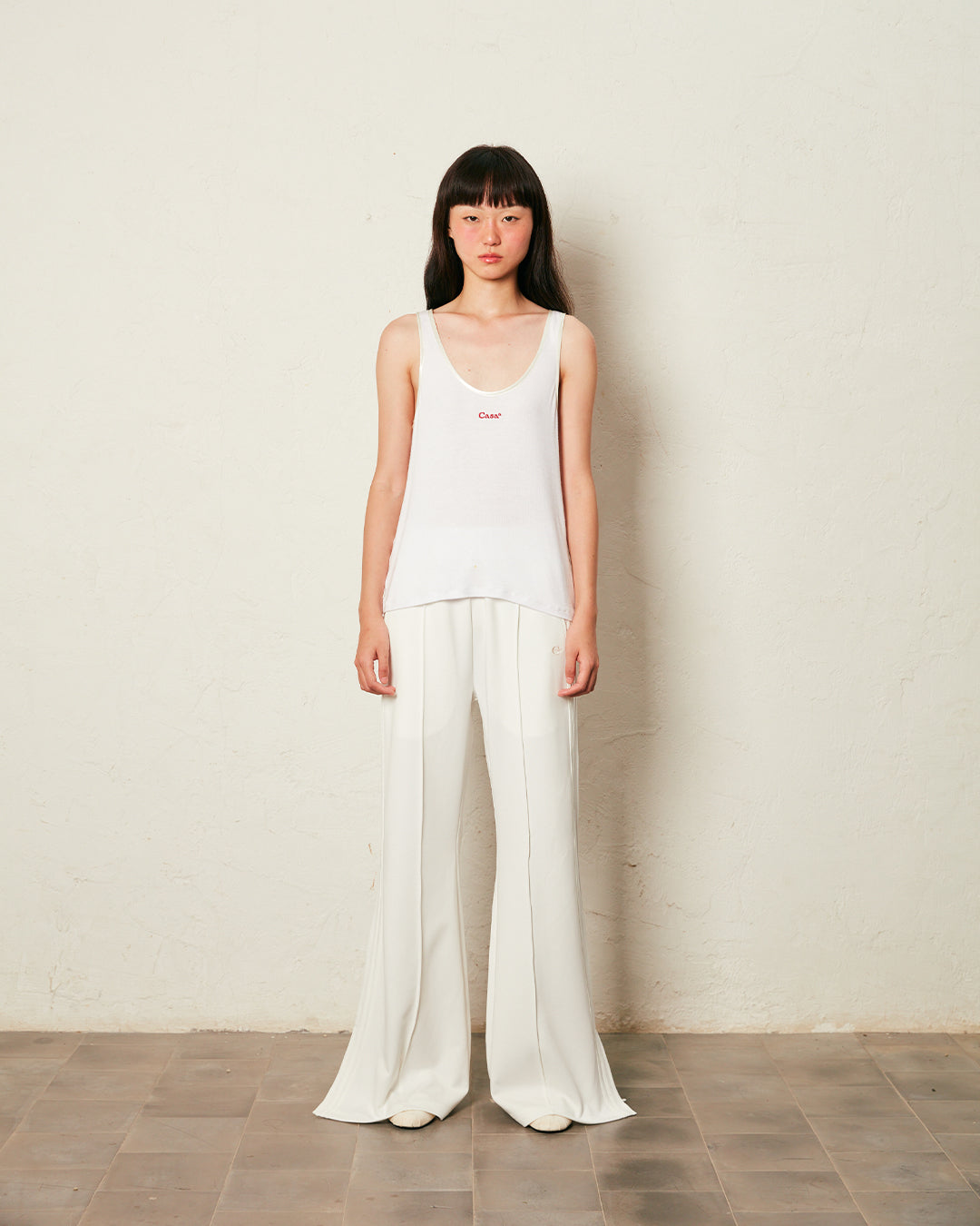 FLARED TRACK PANTS (WHITE)