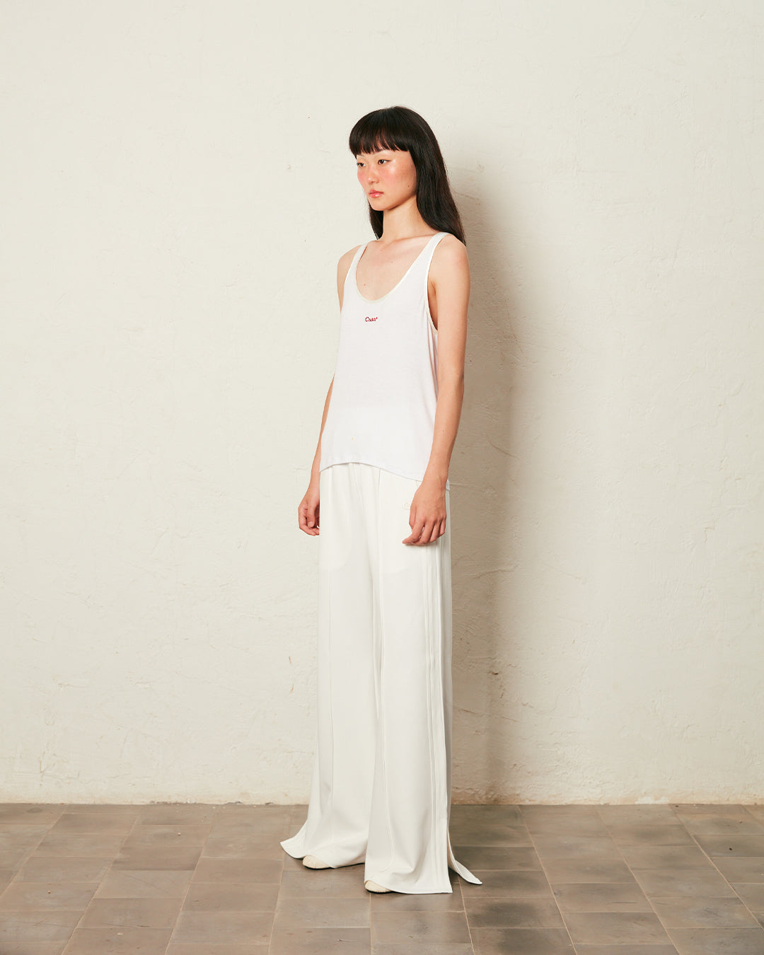 FLARED TRACK PANTS (WHITE)