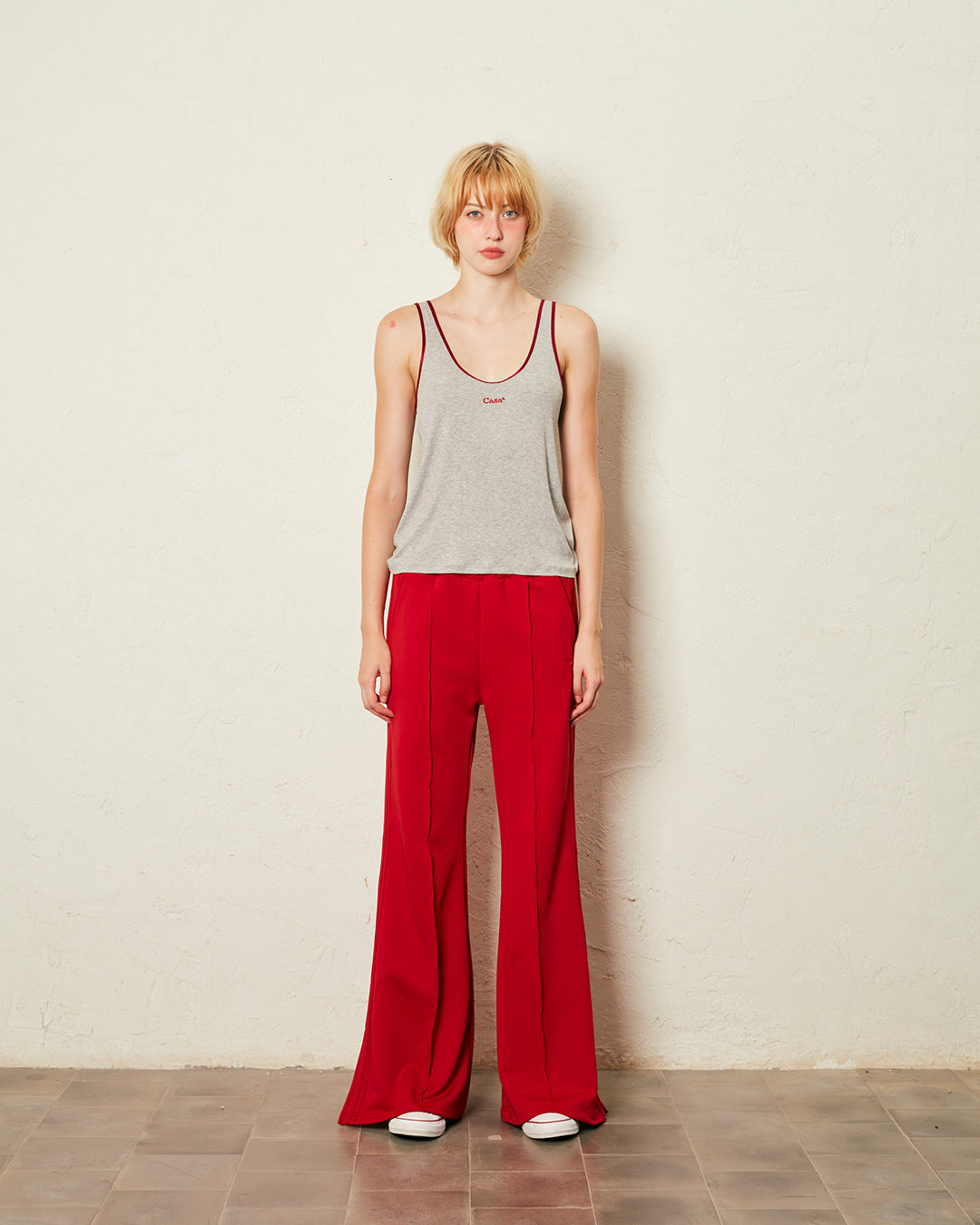 FLARED TRACK PANTS (RED)