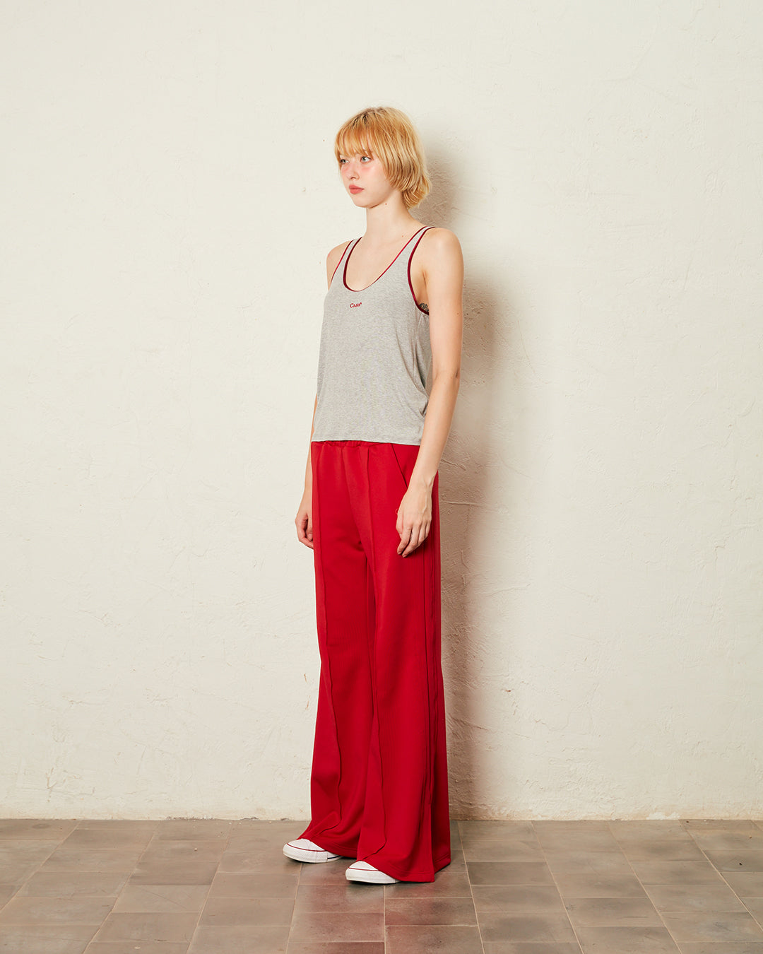 FLARED TRACK PANTS (RED)