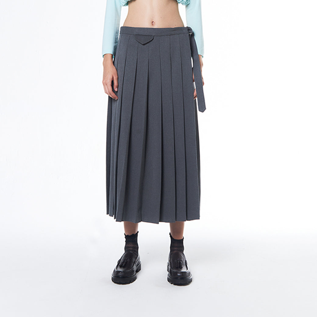 GREY PLEATED SKIRT