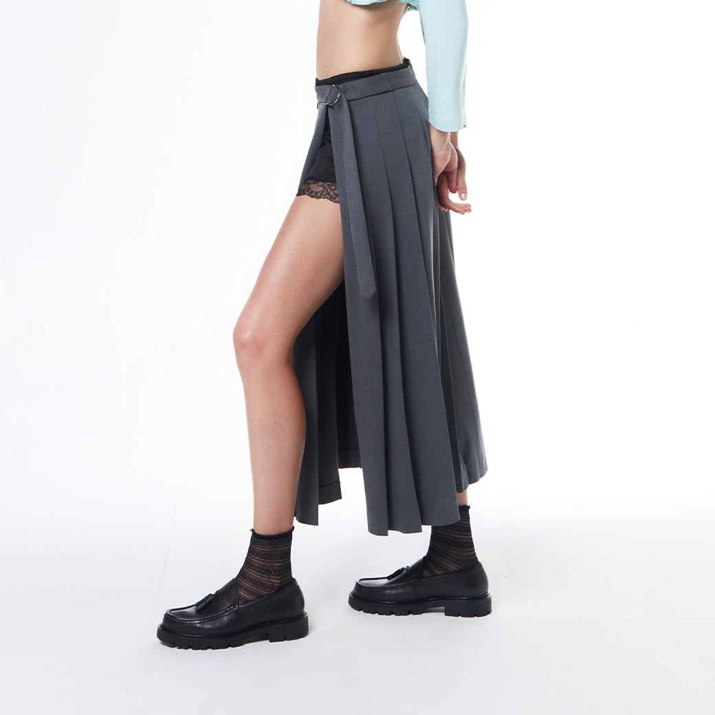 GREY PLEATED SKIRT