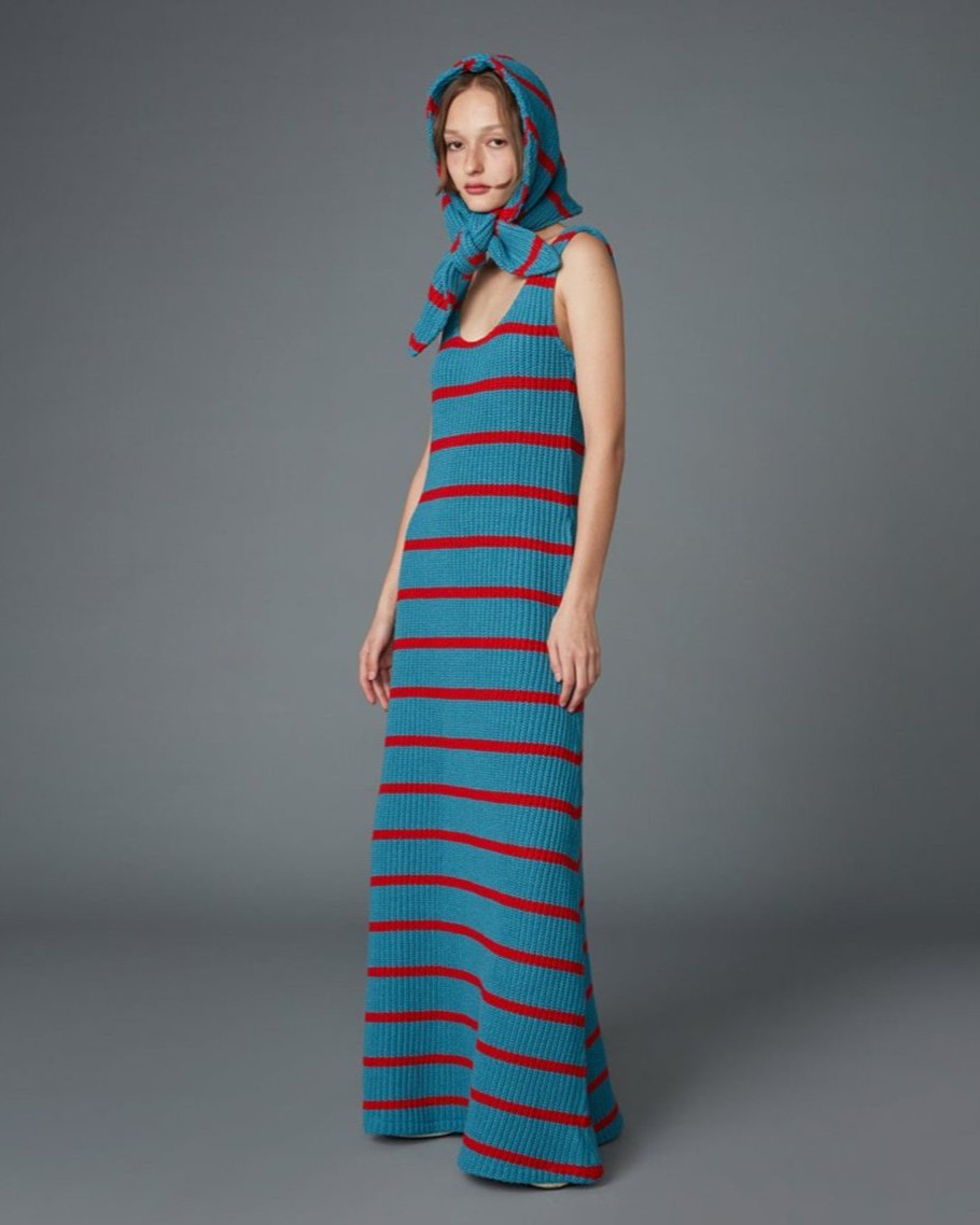 KNITTED HEAD SCARF (BLUE)