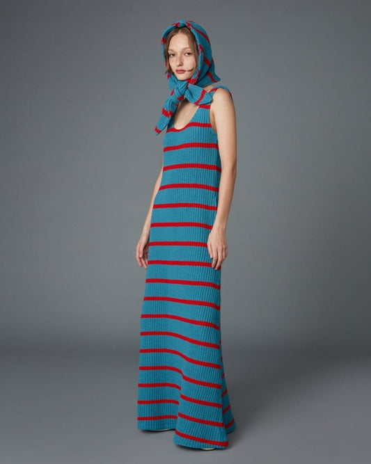KNITTED HEAD SCARF (BLUE)