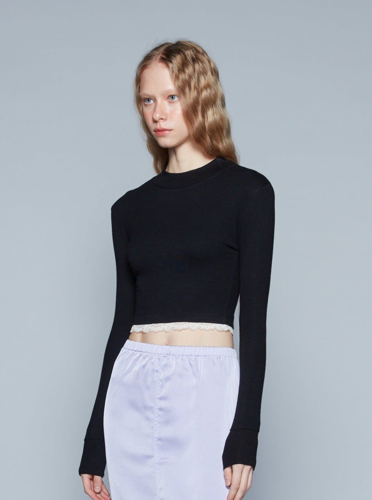 CROPPED TOP LONG SLEEVES WITH LACE