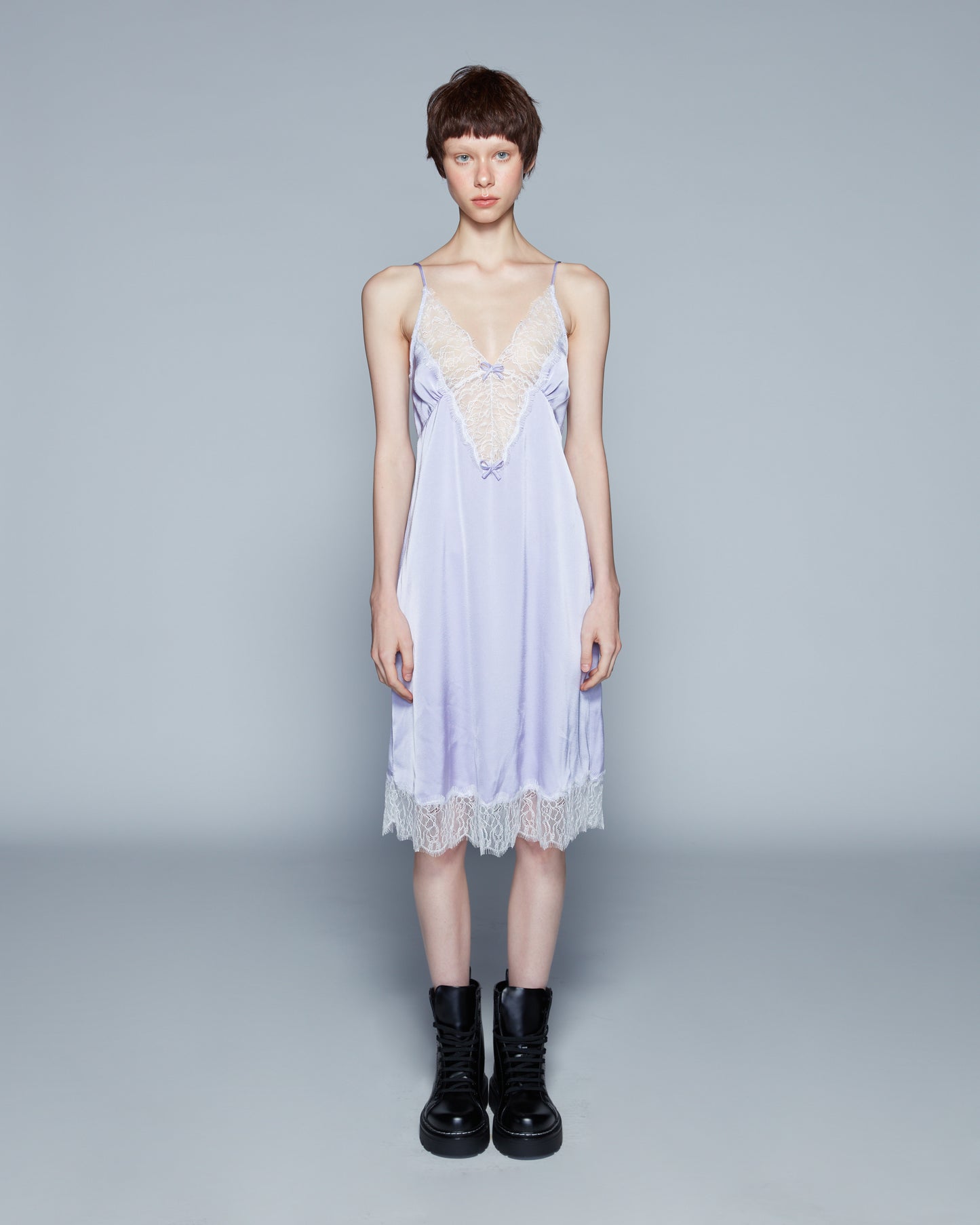 SATIN DRESS WITH LACE