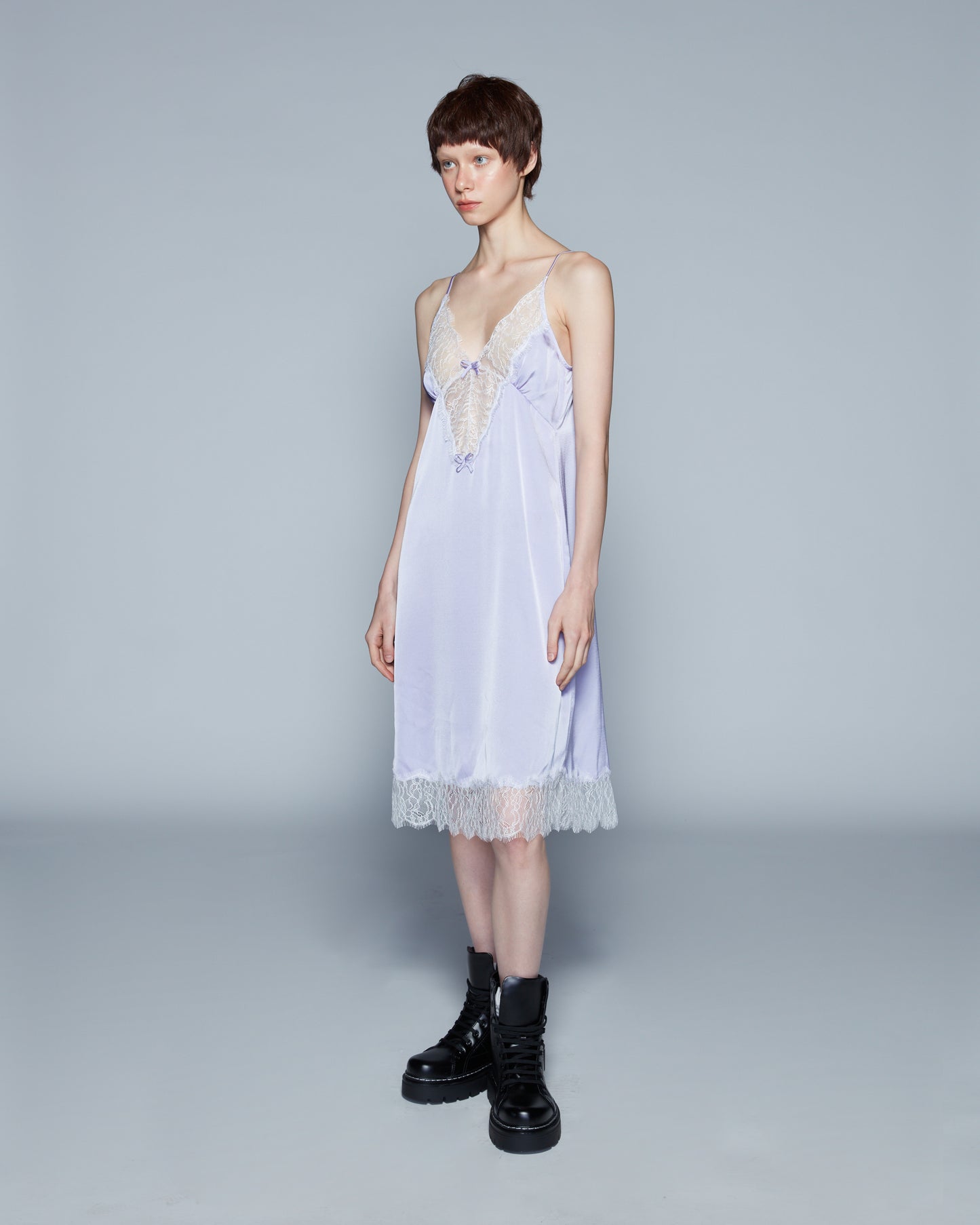 SATIN DRESS WITH LACE