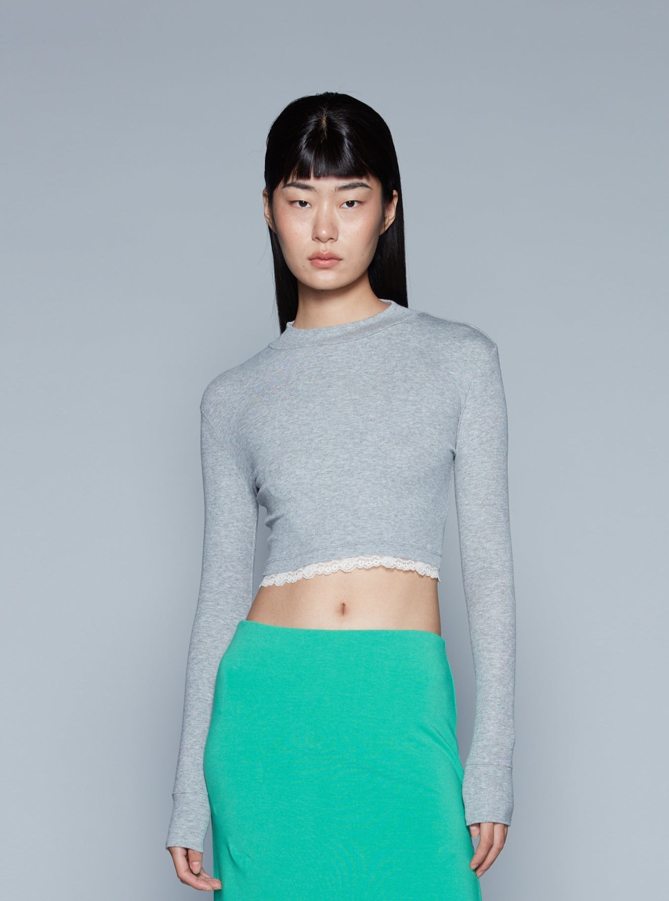 CROPPED TOP LONG SLEEVES WITH LACE