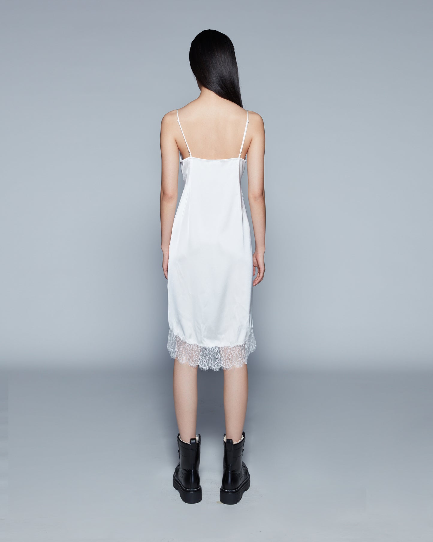 SATIN DRESS WITH LACE