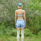 LACE TRIMMED SHORTS (BLUE)