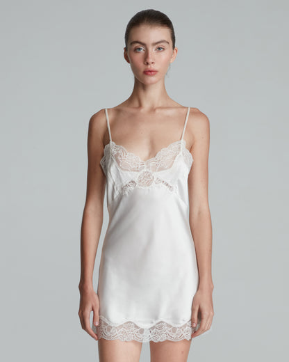SATIN MINI DRESS (OFF WHITE)