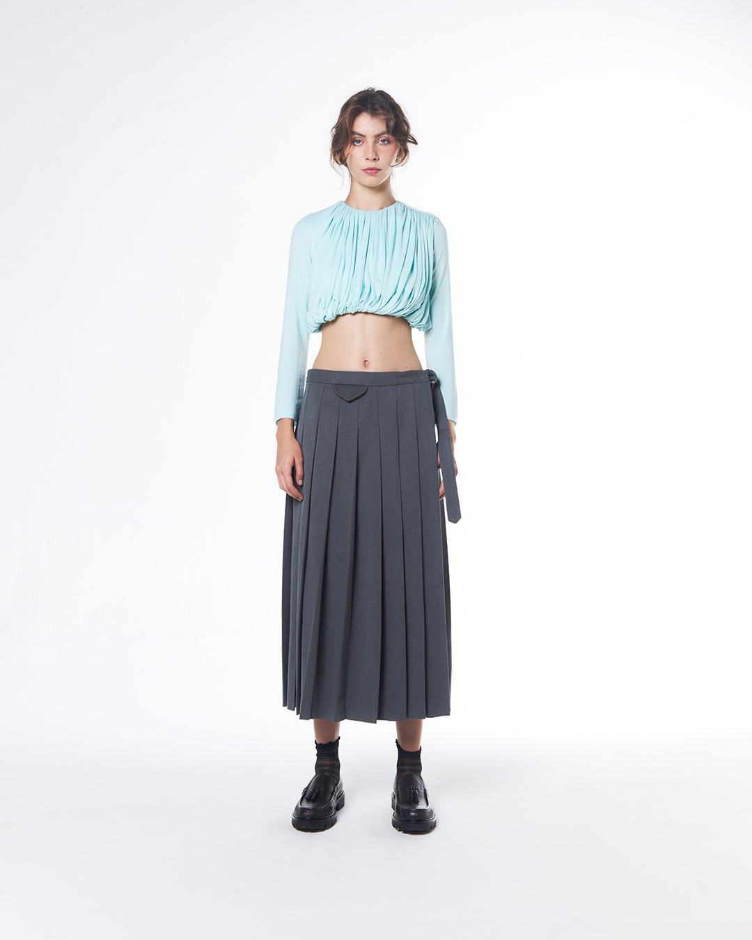 GREY PLEATED SKIRT