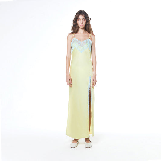 SATIN MAXI DRESS (YELLOW)