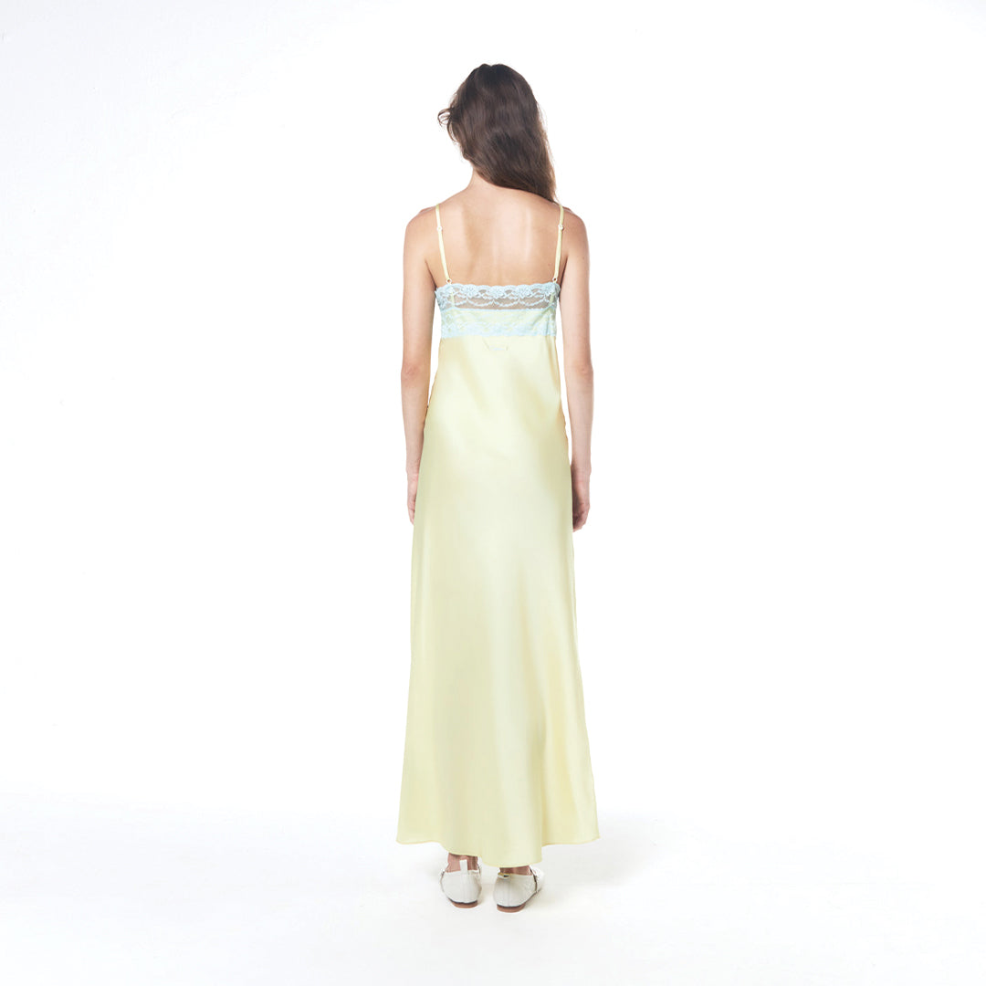 SATIN MAXI DRESS (YELLOW)