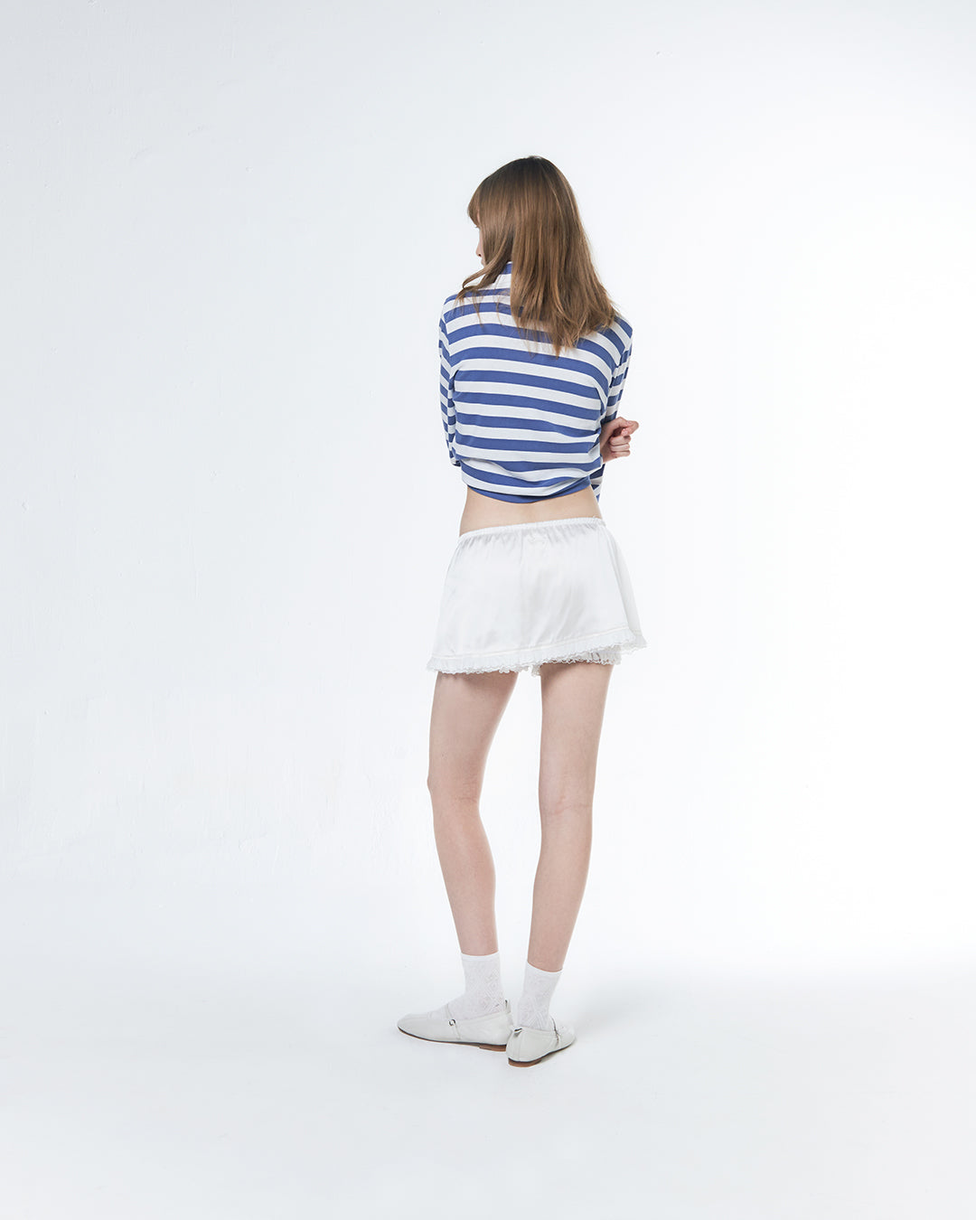 SATIN MINI SKIRT (OFF WHITE)