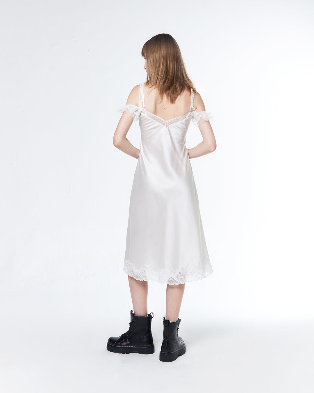 SATIN MIDI DRESS (OFF WHITE)