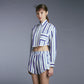 CROPPED PJ SHIRT NAVY/WHITE