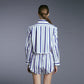 CROPPED PJ SHIRT NAVY/WHITE
