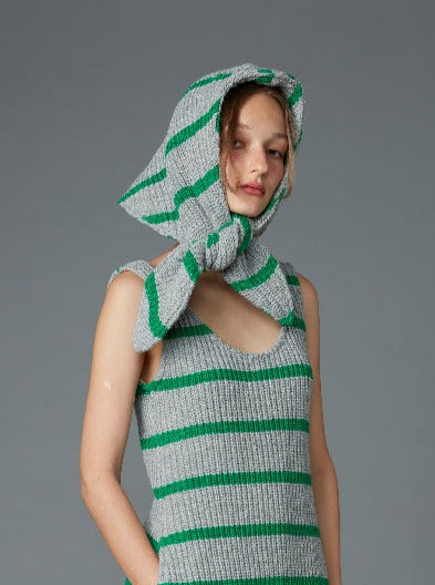 KNITTED HEAD SCARF (GREY)