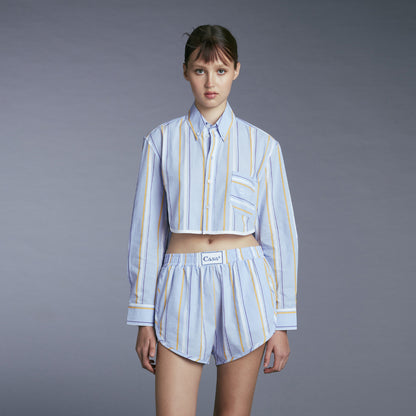 CROPPED PJ SHIRT BLUE/YELLOW