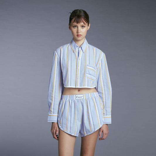 CROPPED PJ SHIRT BLUE/YELLOW
