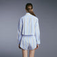 CROPPED PJ SHIRT BLUE/YELLOW