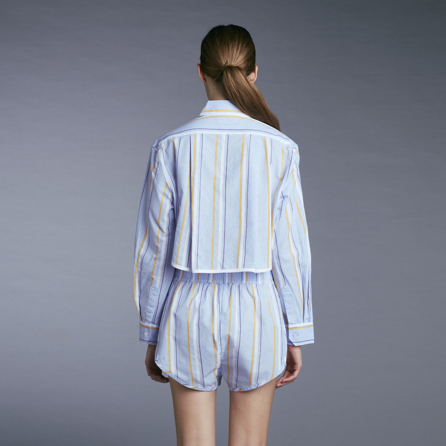 CROPPED PJ SHIRT BLUE/YELLOW